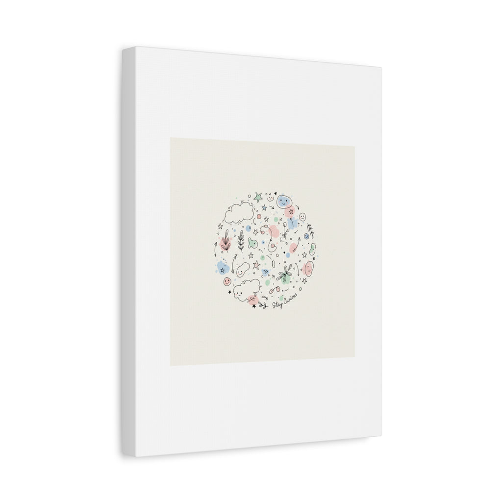 Doodle Circle Line Drawing Matte Canvas, Hand-Drawn Sketch Art