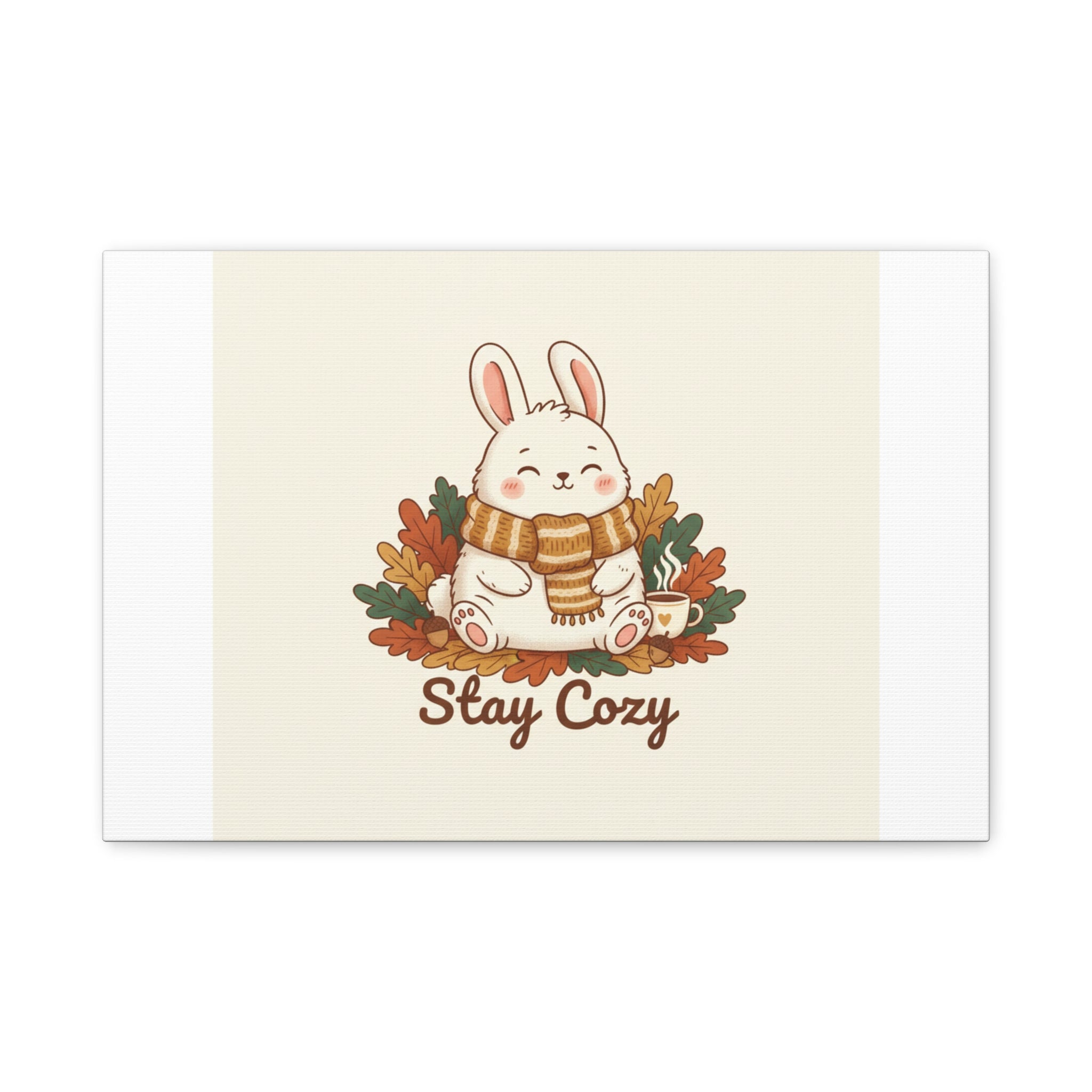Cozy Bunny Illustration Canvas | Cute Critter Winter Forest Art