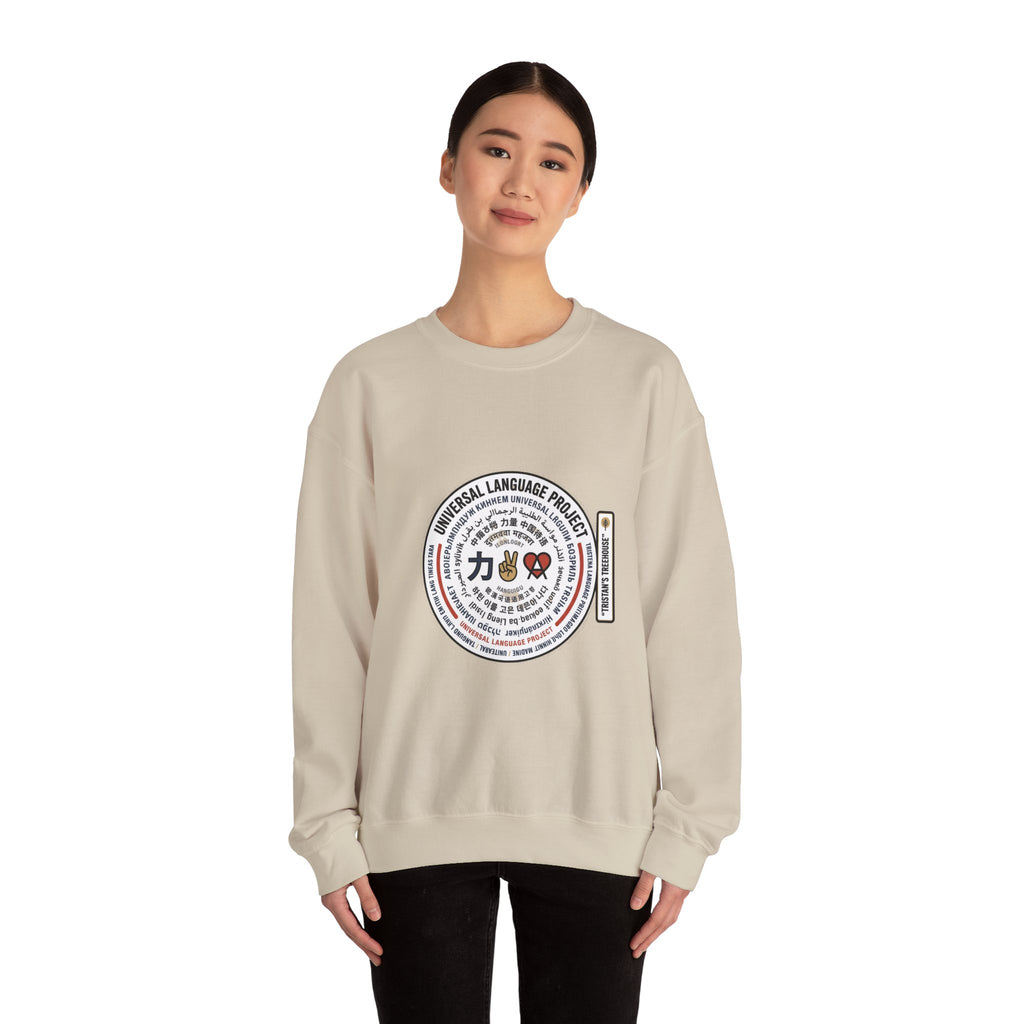 Universal Language Crewneck — "Love/Joy/Peace" Multi-Script Statement Sweatshirt