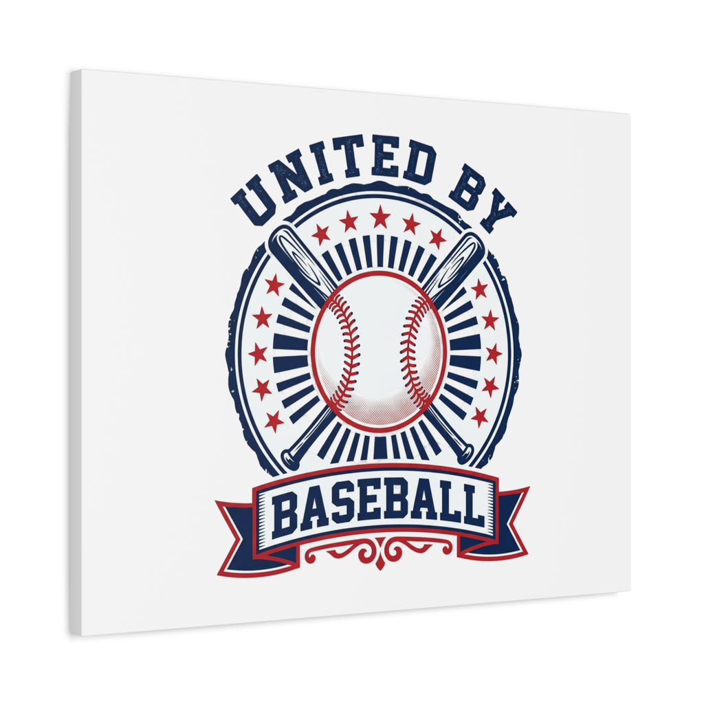 United by Baseball Canvas | Patriotic Baseball Graphic, Red White Blue Wall Art