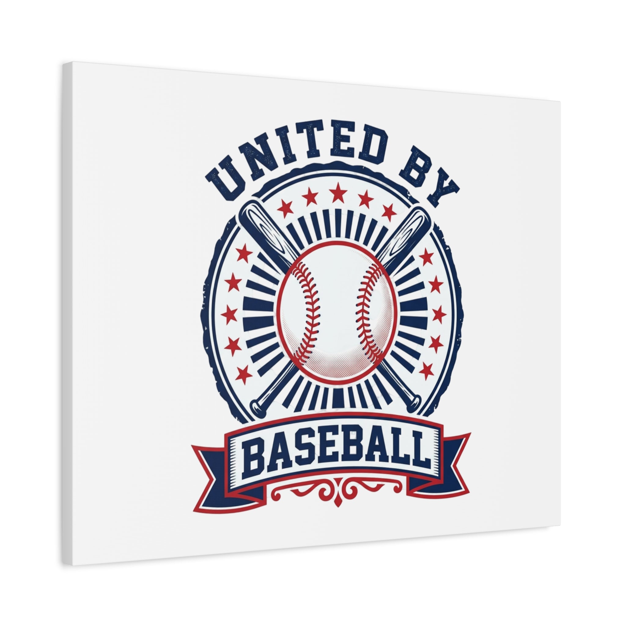 United by Baseball Canvas | Patriotic Baseball Graphic, Red White Blue Wall Art