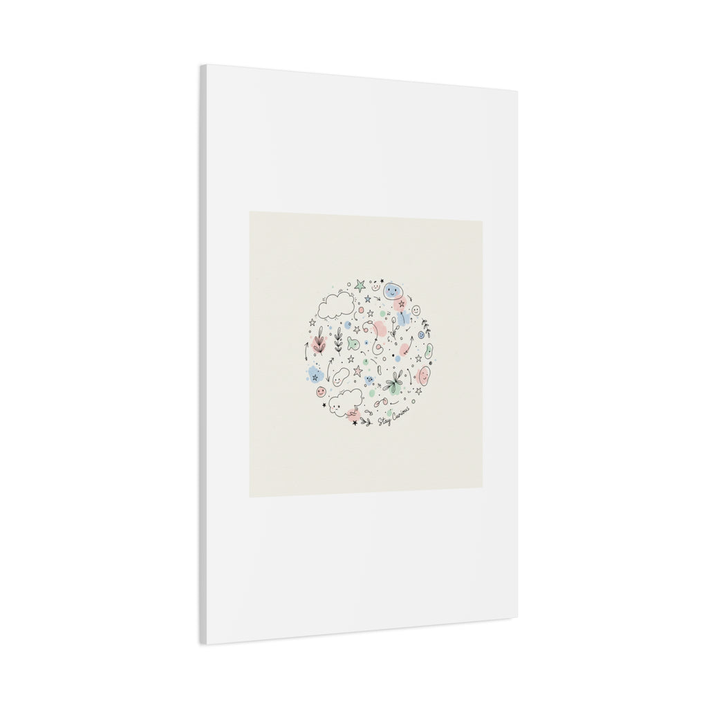 Doodle Circle Line Drawing Matte Canvas, Hand-Drawn Sketch Art