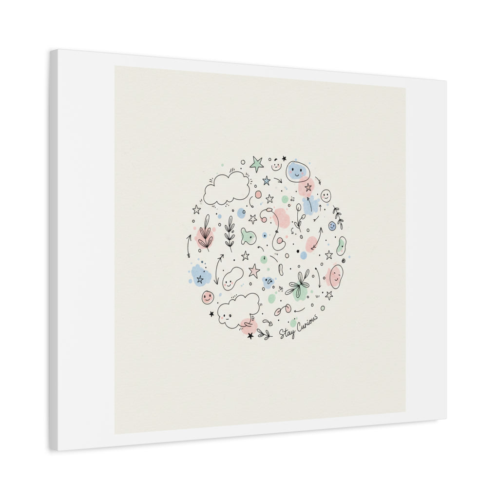 Doodle Circle Line Drawing Matte Canvas, Hand-Drawn Sketch Art
