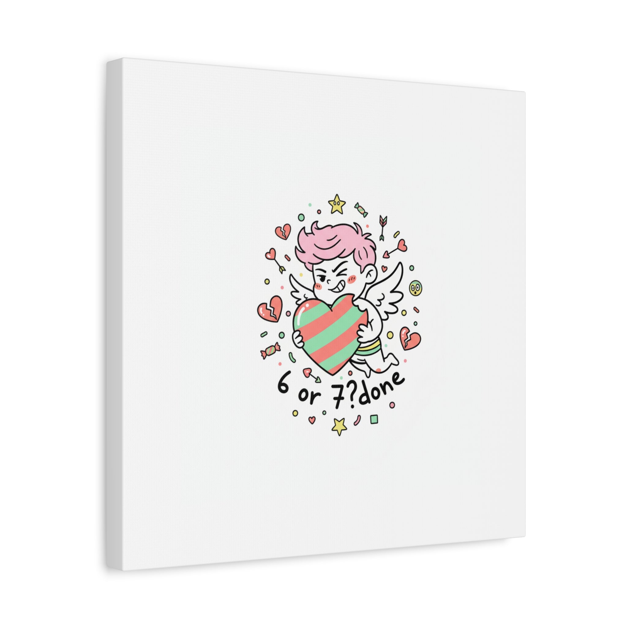 Weird Cupid heart illustration Canvas | Weird Valentine, quirky chaotic love