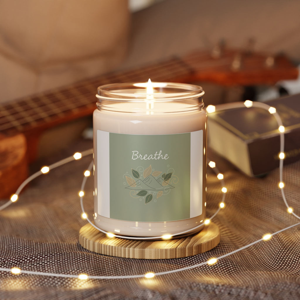Breathe Mountain Leaf Candle, Soy Candle, Nature Symbols, Calm Décor
