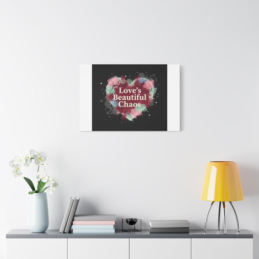 Love's Beautiful Chaos Canvas Print | Soft Grunge Hearts, Distressed Heart Art
