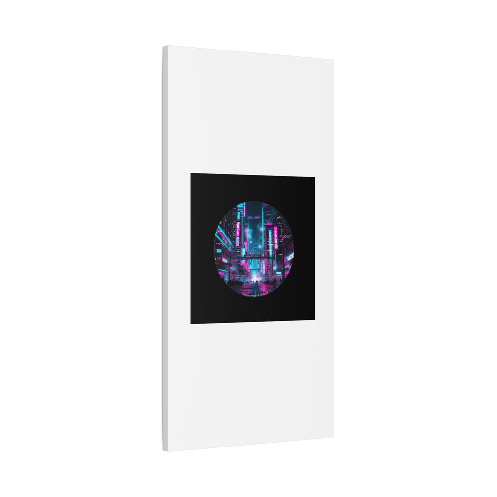 Neon Cyberpunk Cityscape Canvas | synthwave skyline, future city art