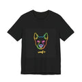 Neon Dog Face Tee — "Woof" Graphic T-Shirt
