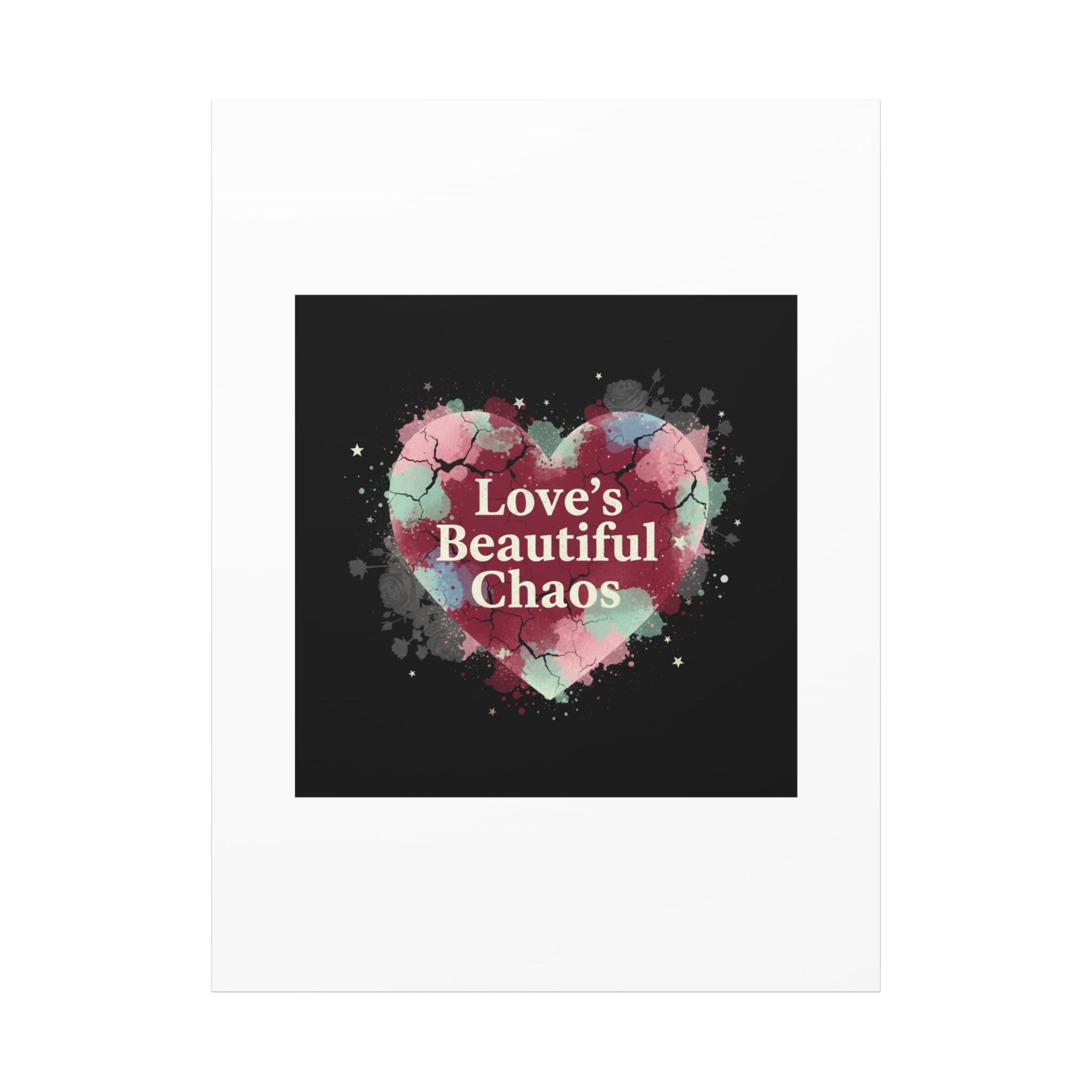 Love's Beautiful Chaos Canvas Print | Soft Grunge Hearts, Distressed Heart Art