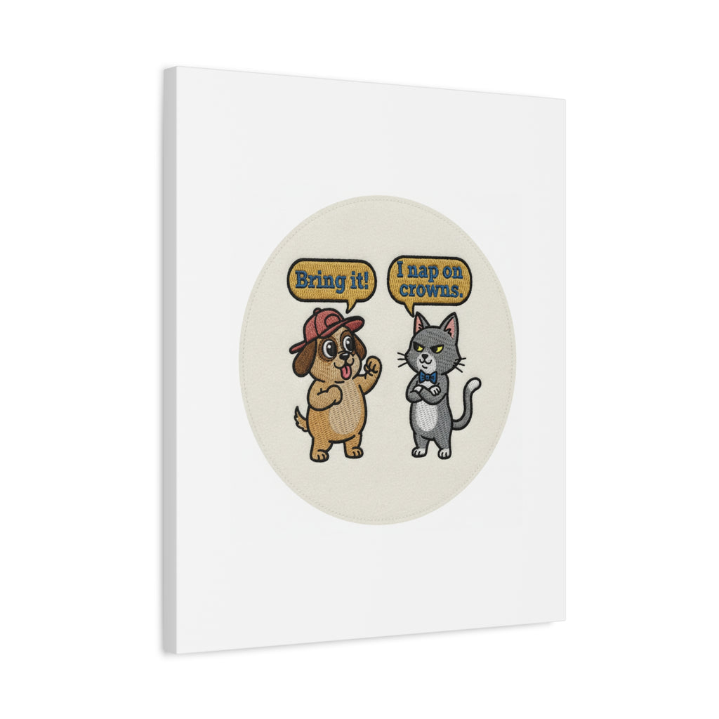 Funny Cat vs Dog Canvas | Pet Rivalry Wall Art
