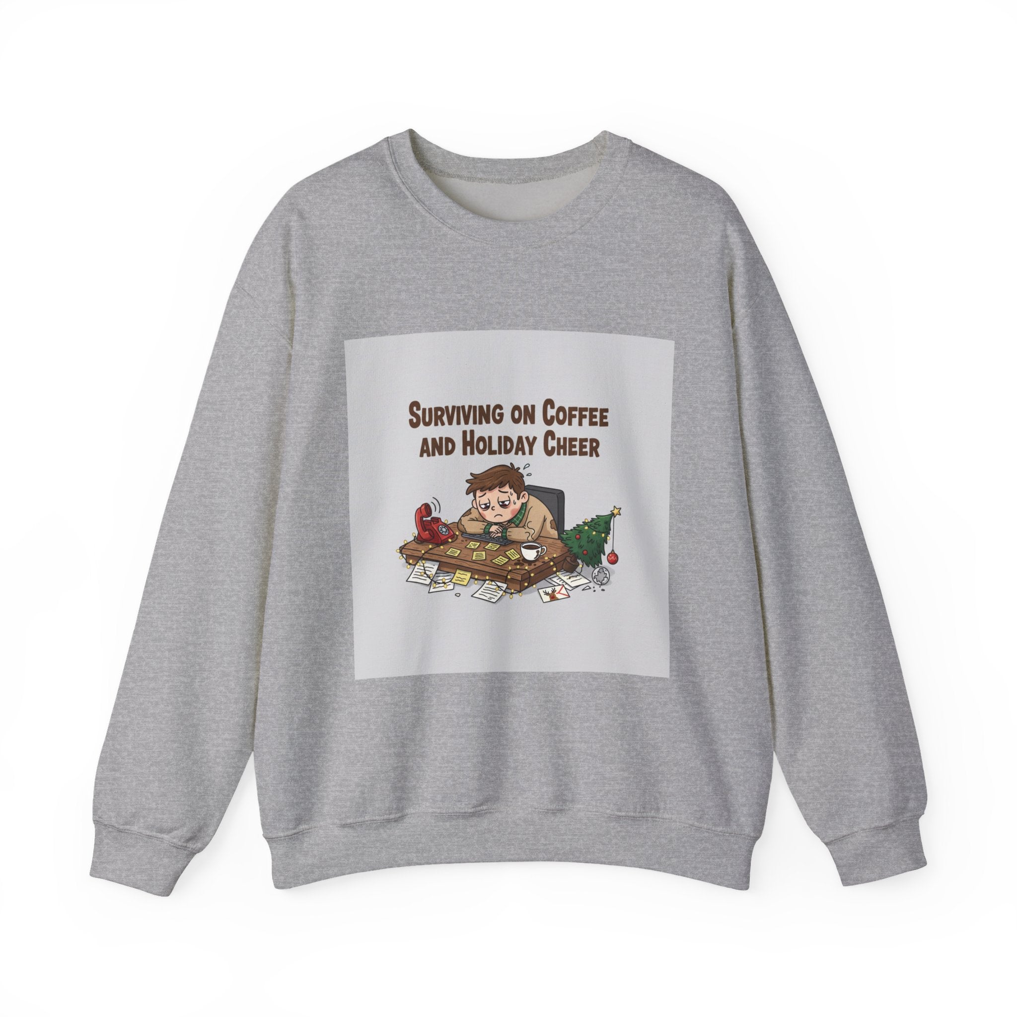 Surviving on Coffee and Holiday Cheer Sweatshirt | holiday burnout, festive but tired