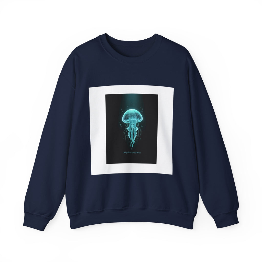 Bioluminescent Jellyfish Crewneck Sweatshirt | neon jelly print, deep-sea aesthetic