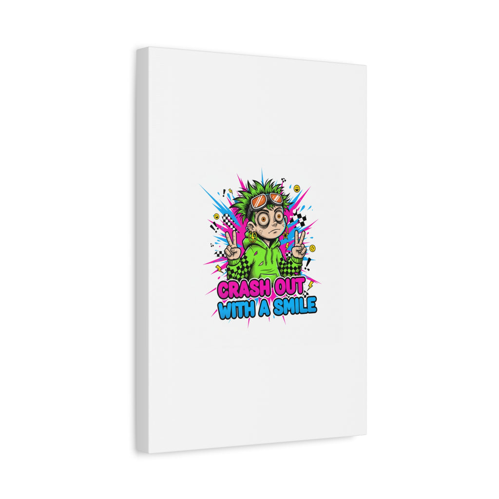 Crash Out With a Smile Canvas Print | Neon Skate Graffiti, Meme Meltdown Art