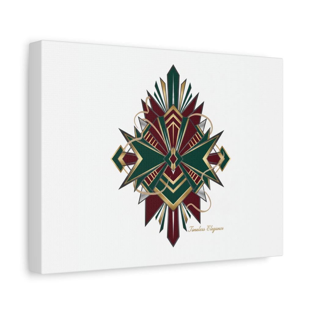 Art Deco geometric brass print Canvas | Neo-Deco chrome & gold fan motif