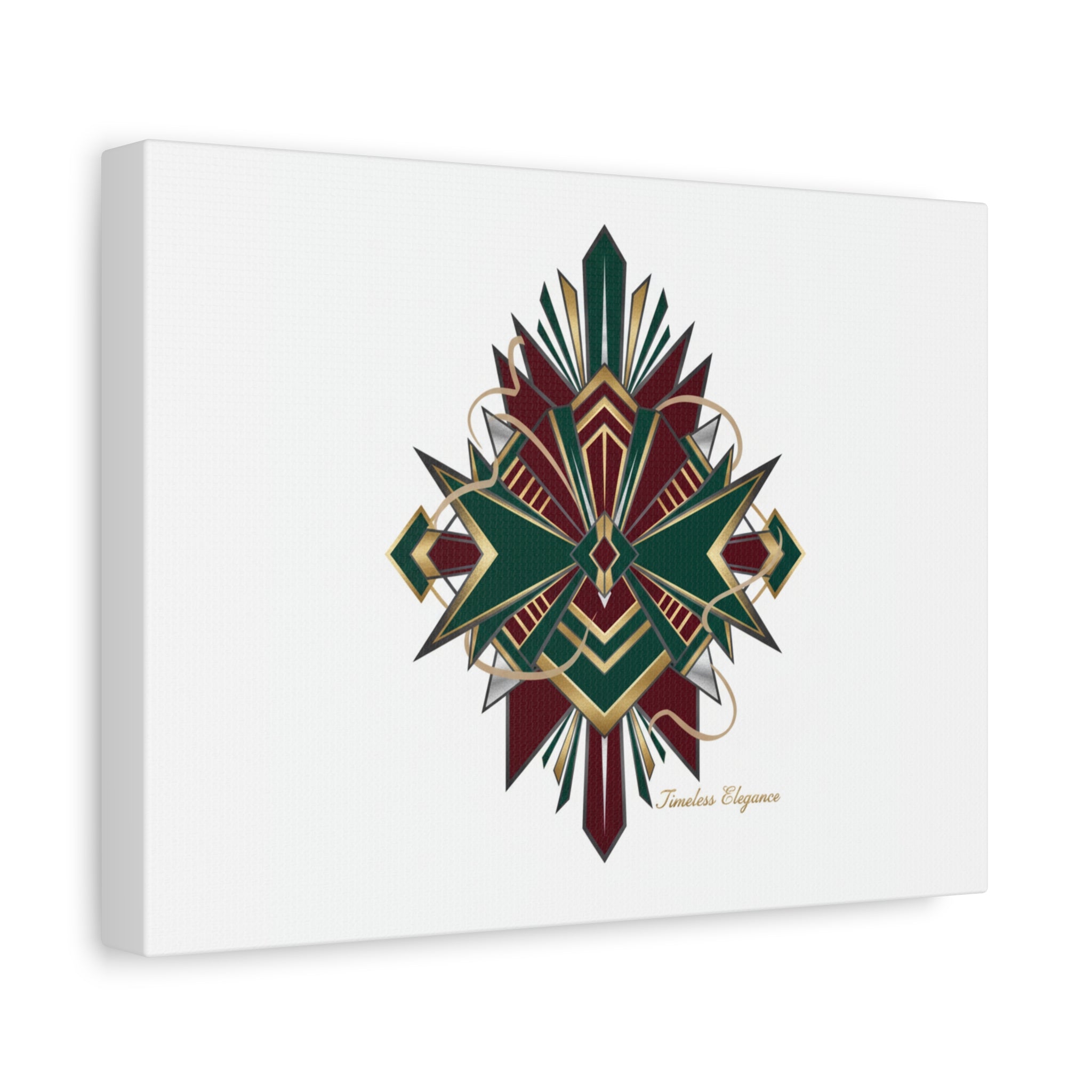 Art Deco geometric brass print Canvas | Neo-Deco chrome & gold fan motif