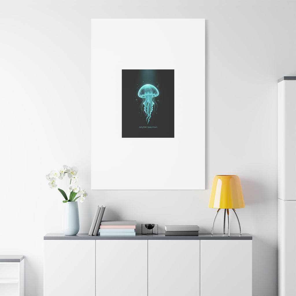 Bioluminescent Jellyfish Art Canvas | Deep Sea Aesthetic, Neon Glow