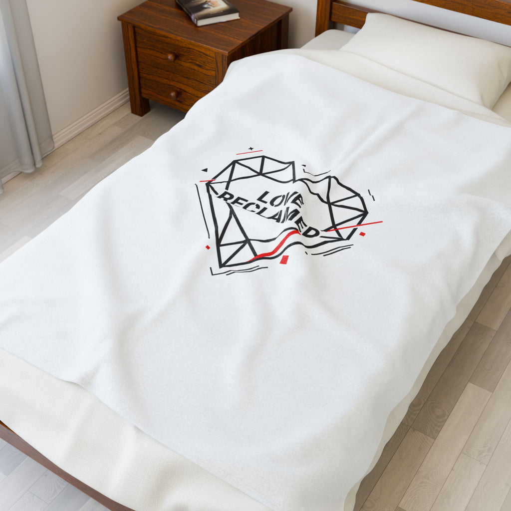 Love Reclaimed Geometric Heart Velveteen Blanket | modern heart, minimalist love icon