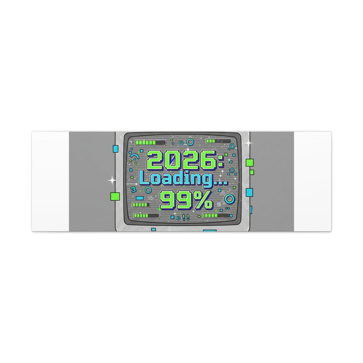 2026 Loading 99% Canvas | NYE countdown, retro system interface