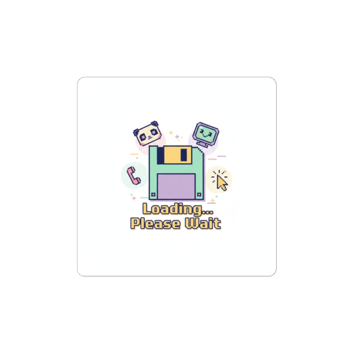 Loading Please Wait Floppy Disk Sticker | Old Internet Aesthetic, 90s Web Nostalgia