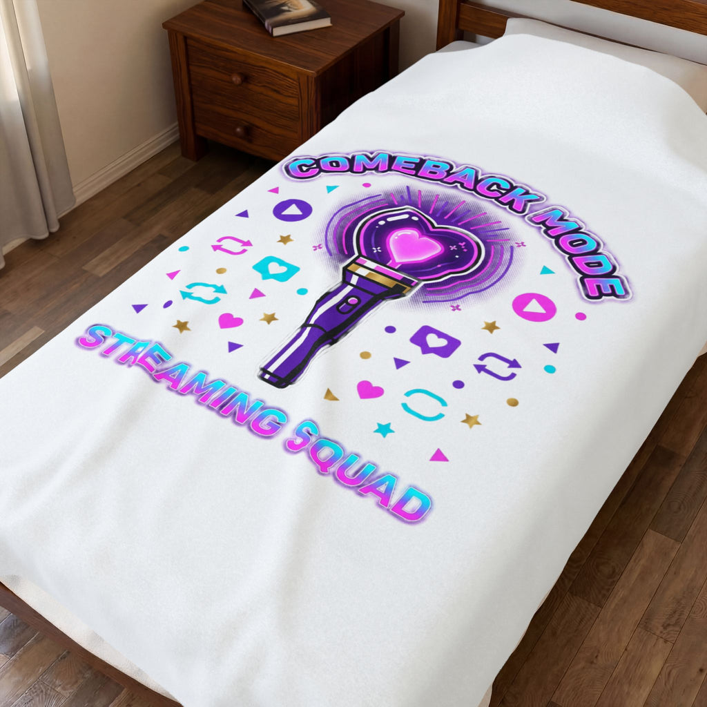 Comeback Mode Streaming Squad Velveteen Plush Blanket | K-pop comeback, fan chant, purple era