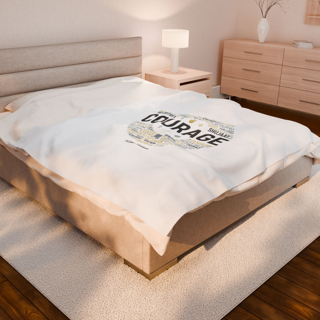 Courage word circle Velveteen Blanket | Fresh-Start minimal blank slate design