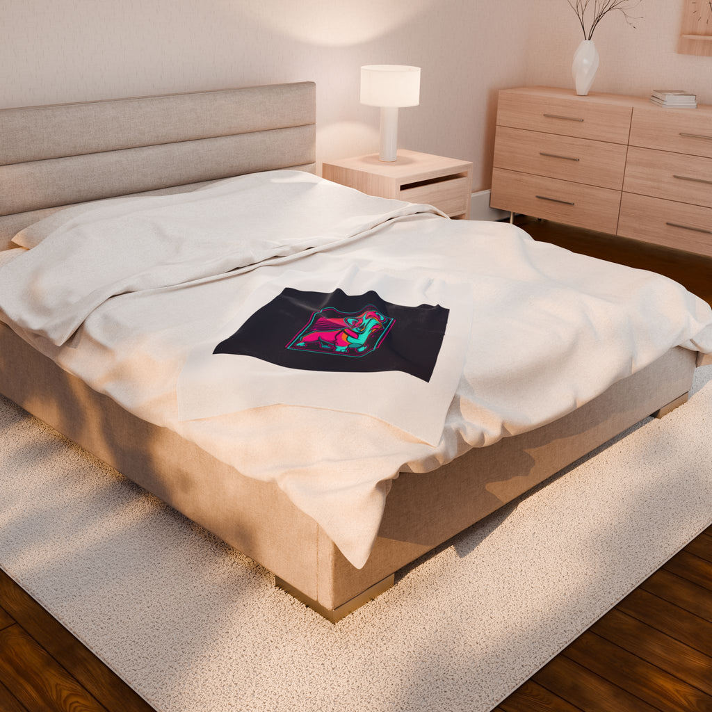 Neon Corgi Illustration Velveteen Blanket | Friendship Valentine, Platonic Love