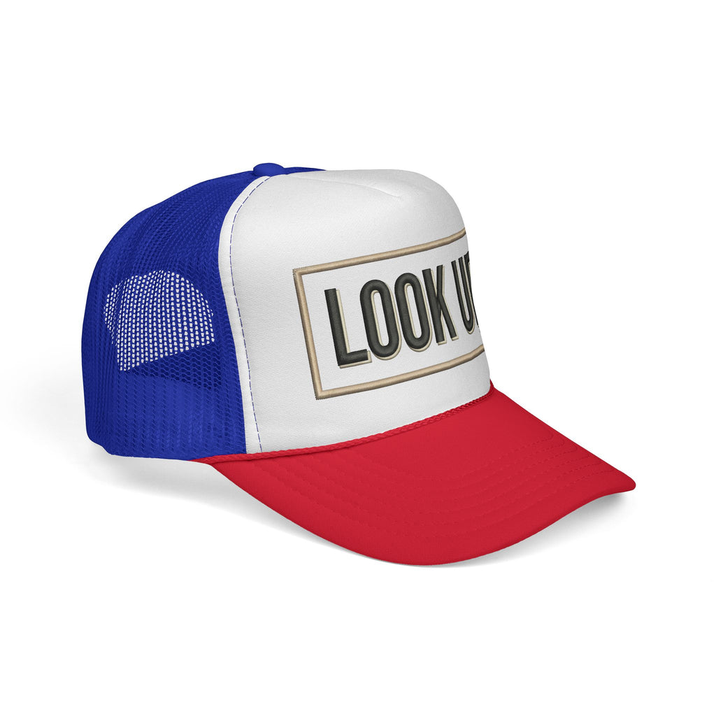 Look Up Trucker Cap — Embroidered Retro Patch Mesh Hat