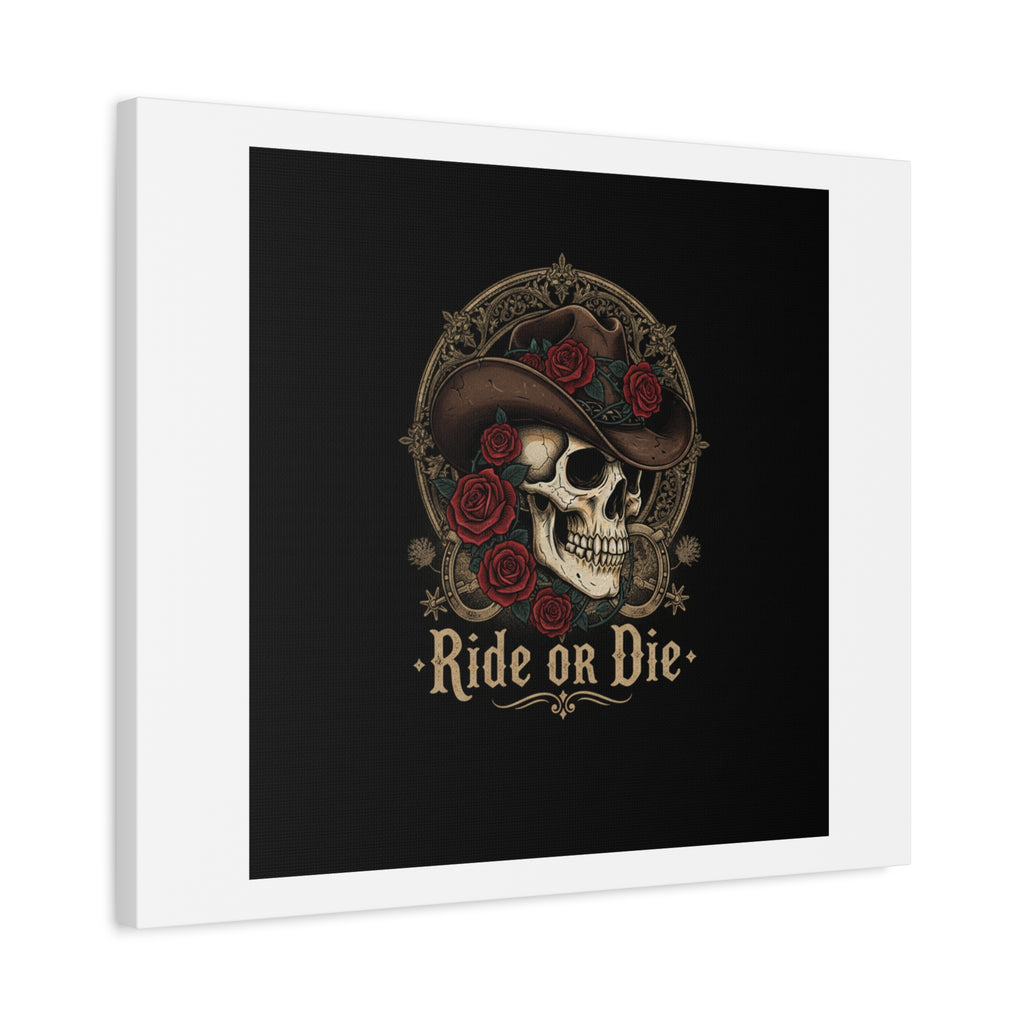 Ride or Die Skull Canvas | Western Skull Art, Gothic Americana