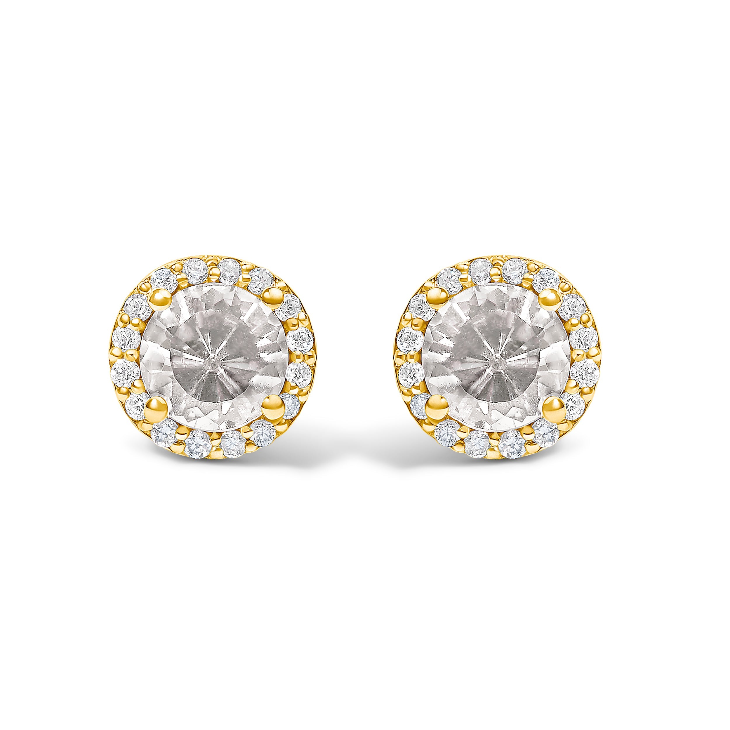 10K White Gold Purple Amethyst and 1/6 Cttw Diamond Halo Stud Earring