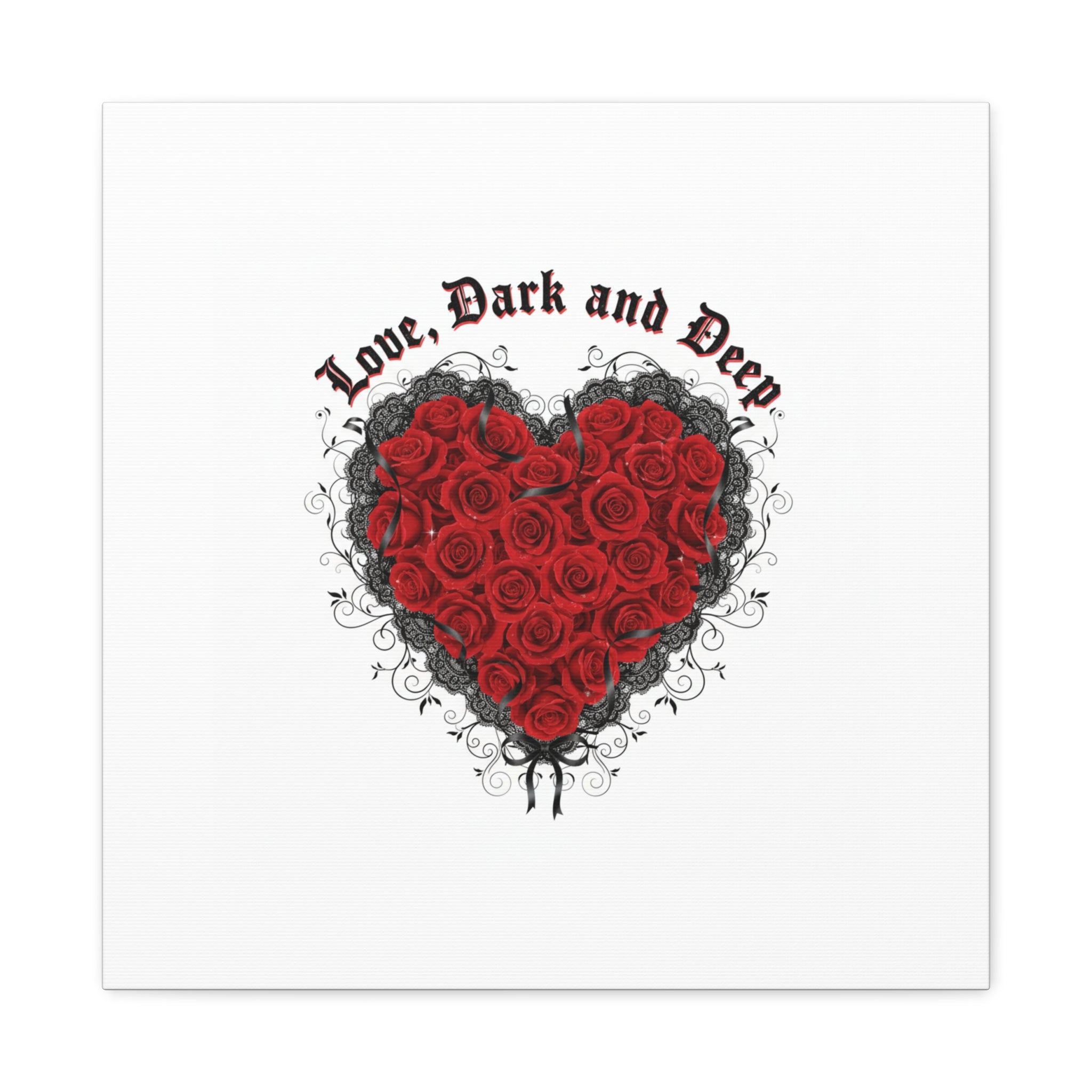 Love Dark and Deep Heart Canvas, Nu Romantic Gothic Romance, 80s Nostalgia