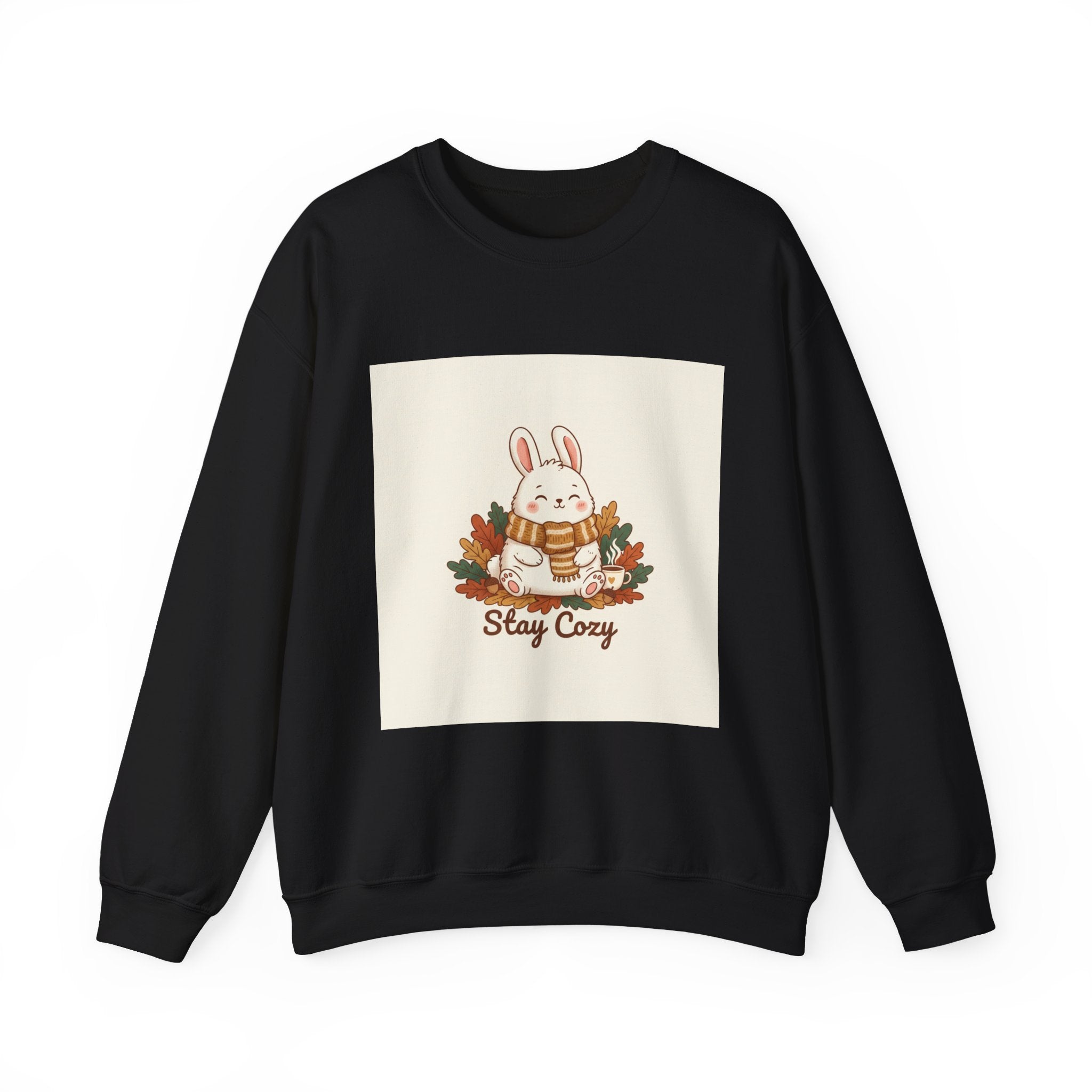 Stay Cozy Bunny sweatshirt | cute animal illustration, winter forest art