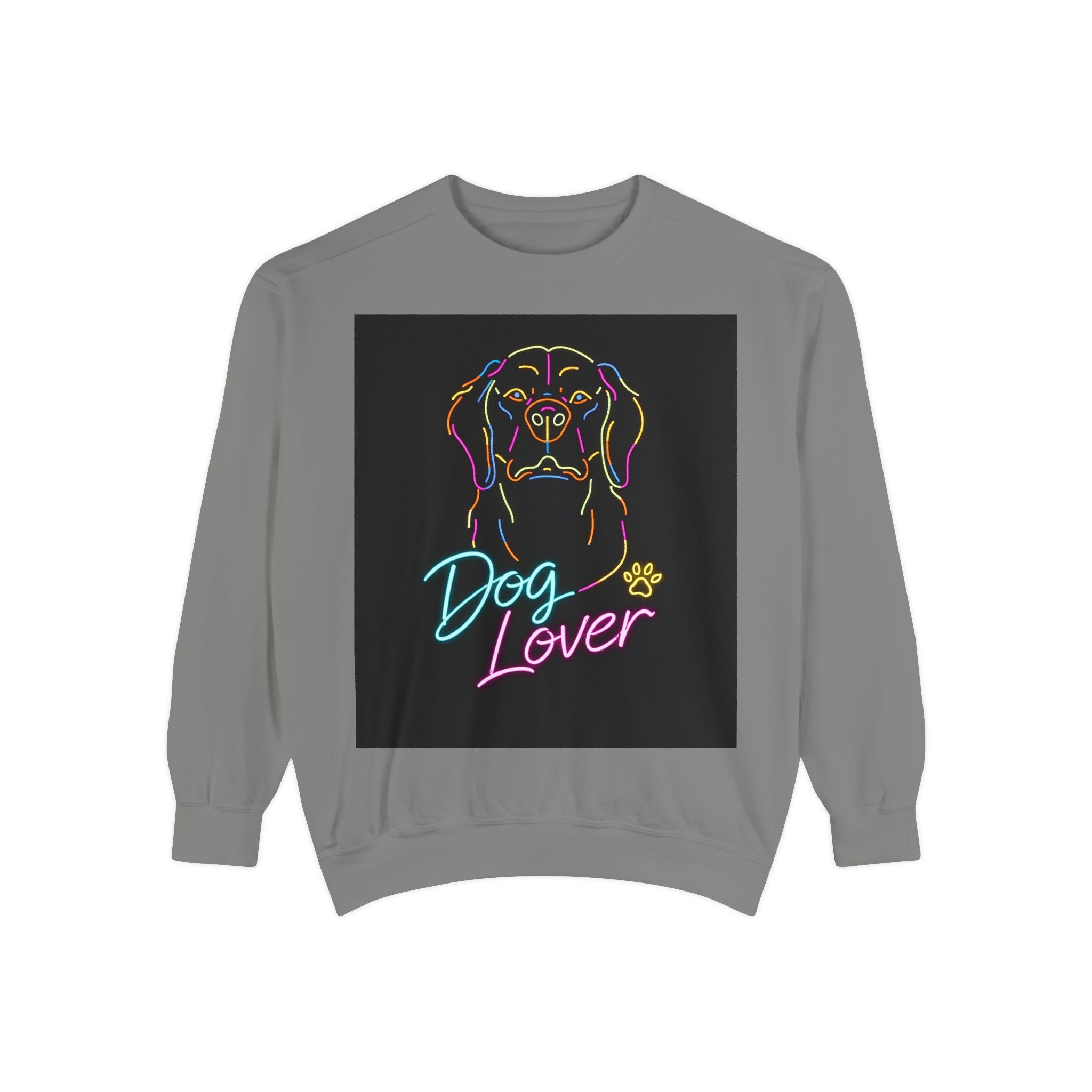 Dog Lover Sweatshirt — Neon Puppy Graphic Crewneck