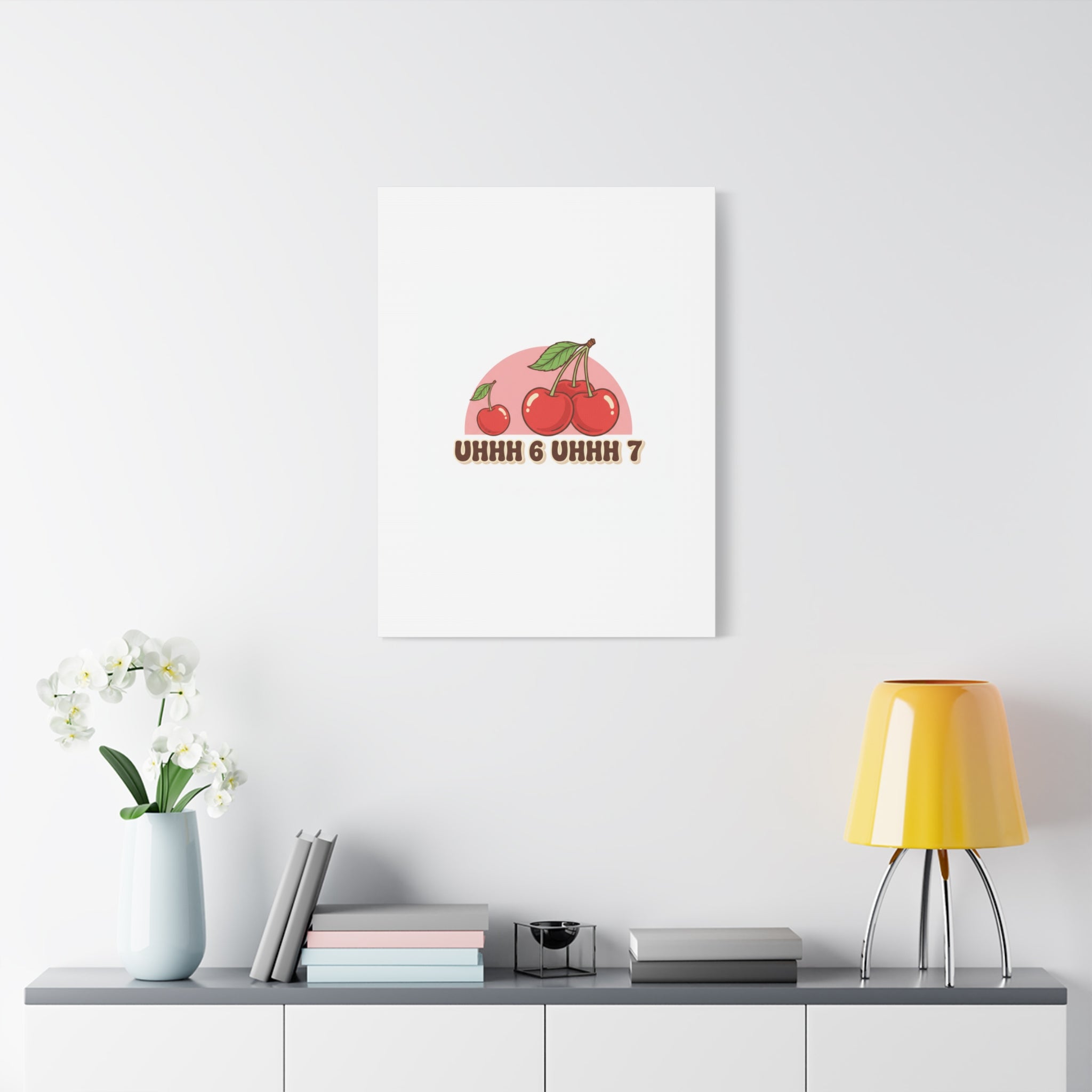 Six Severn Cherry Retro Graphic Canvas | kawaii fruit print, vintage cherry design