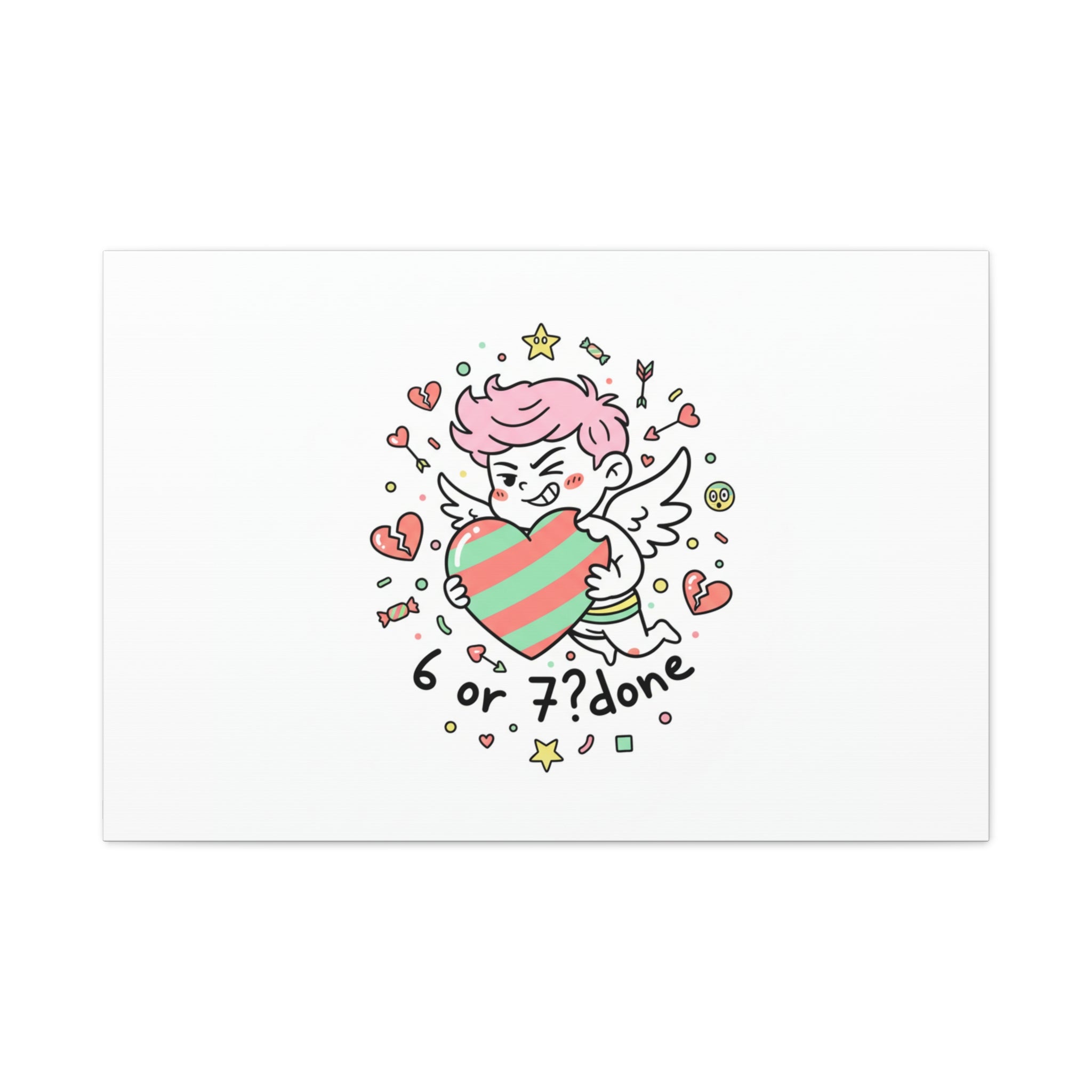 Weird Cupid heart illustration Canvas | Weird Valentine, quirky chaotic love