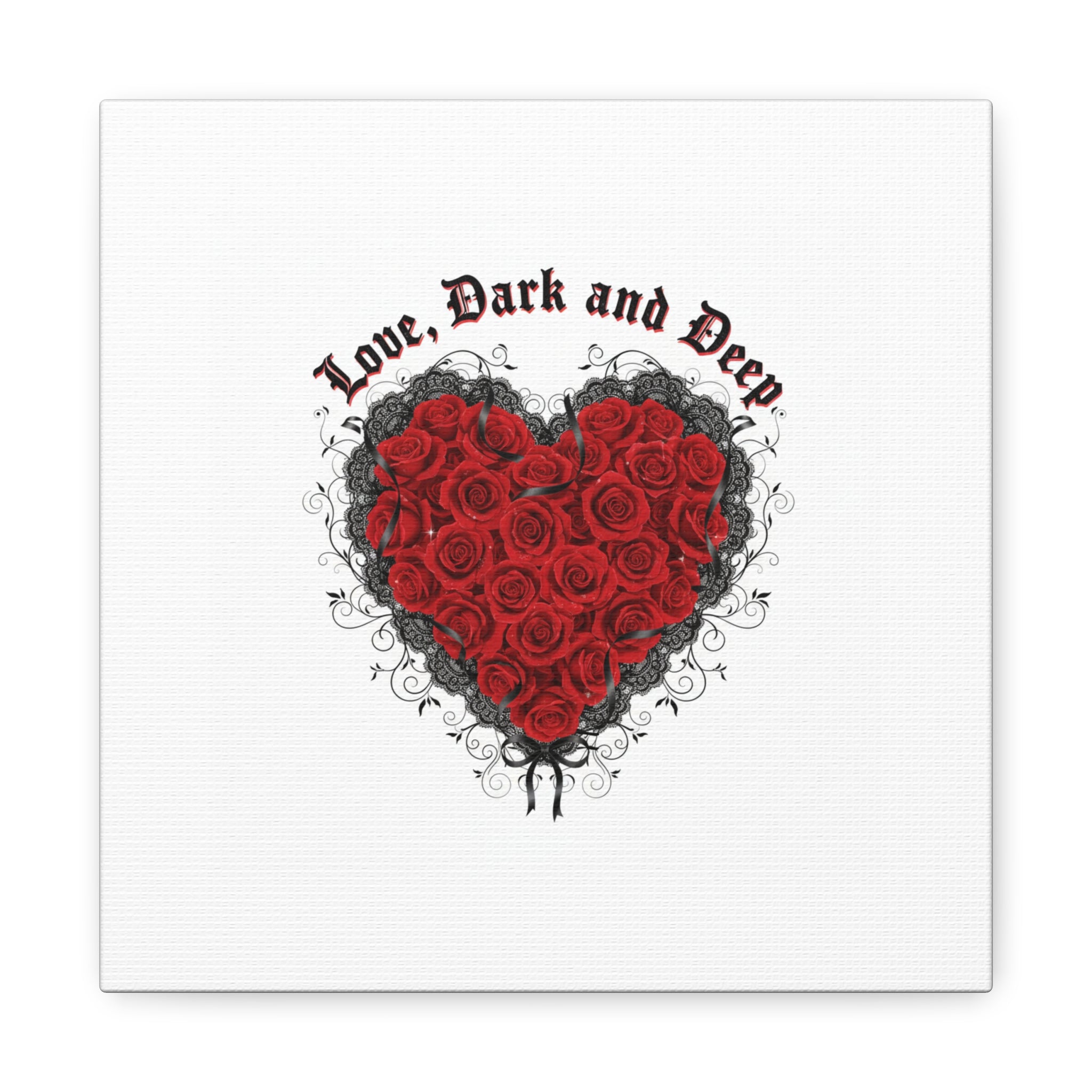 Love Dark and Deep Heart Canvas, Nu Romantic Gothic Romance, 80s Nostalgia