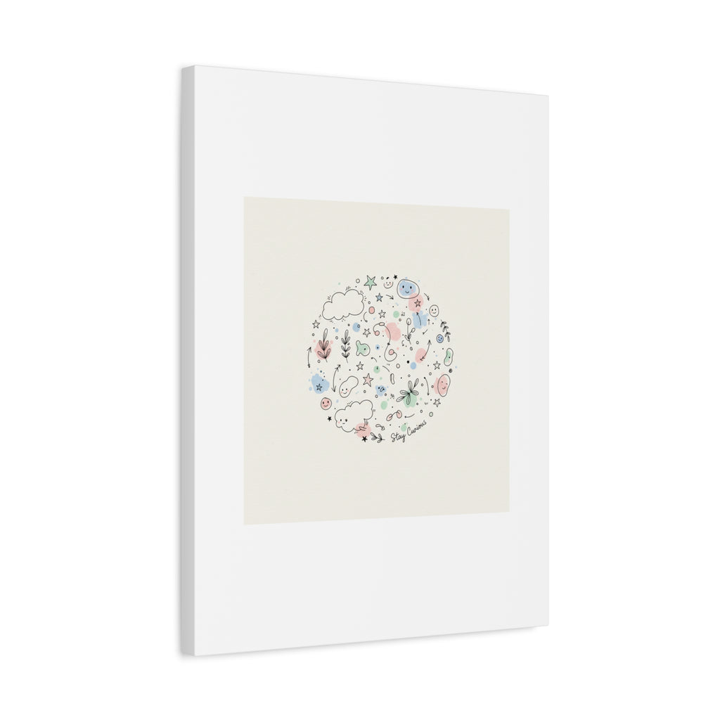 Doodle Circle Line Drawing Matte Canvas, Hand-Drawn Sketch Art