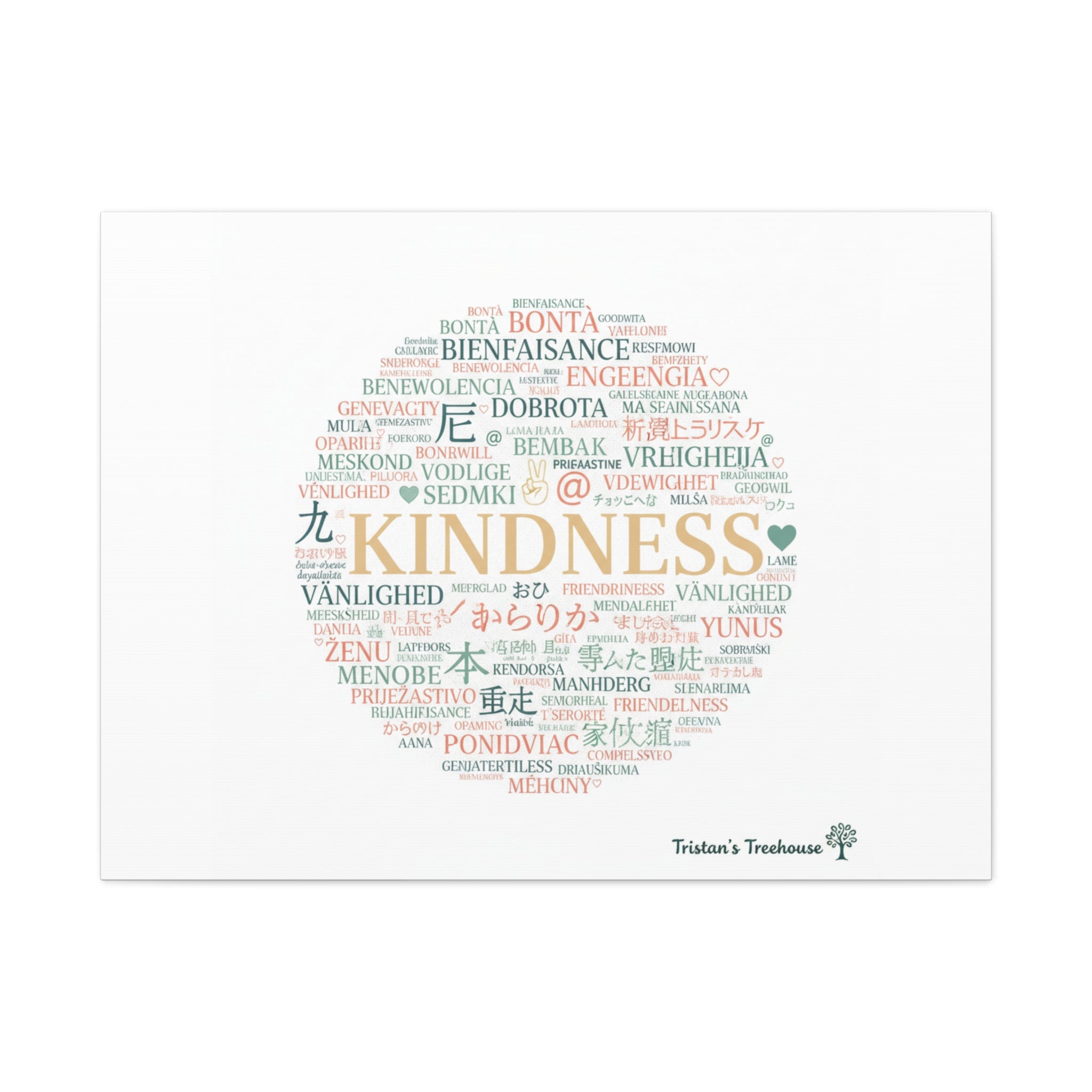 Kindness Word Cloud Canvas | Fresh Start Minimalist Wall Art