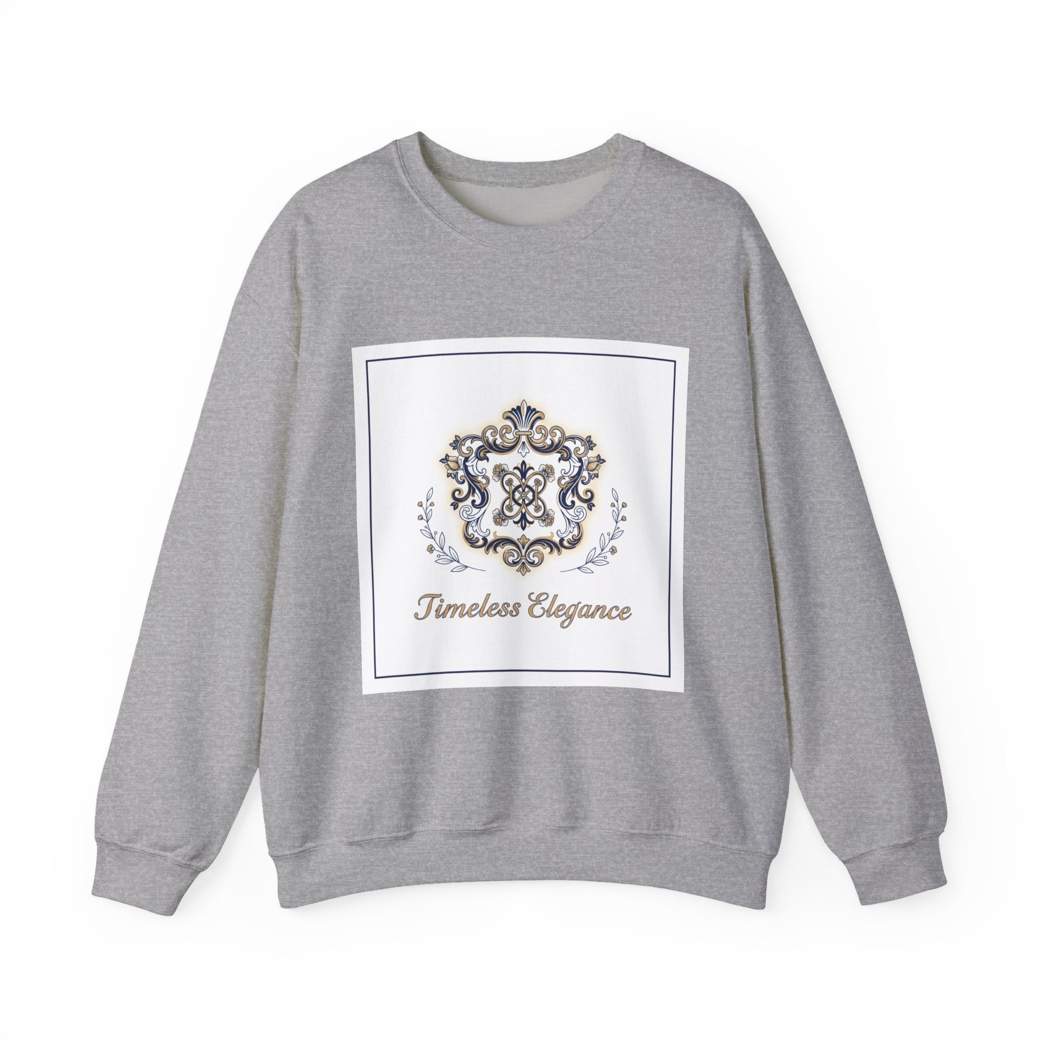 Ornate Pin Emblem Crewneck Sweatshirt | brooch graphic, baroque print