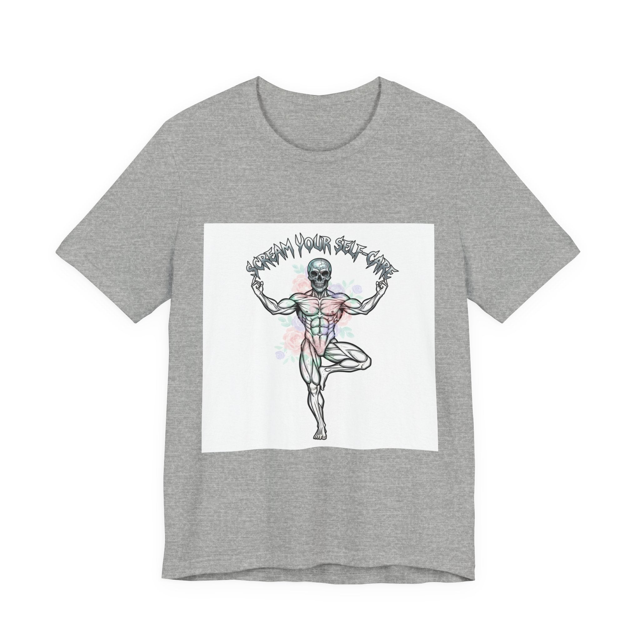 Hard Rock Motivational Skull Yoga Tee | metal font shirt, gothic wellness quote