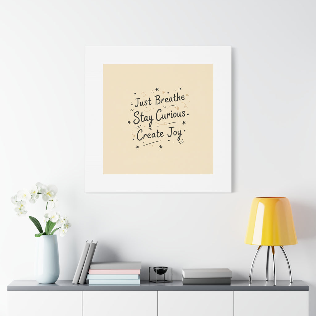 Just Breathe Stay Curious Create Joy Canvas | Messy Handwritten Typography, Doodle Text Art