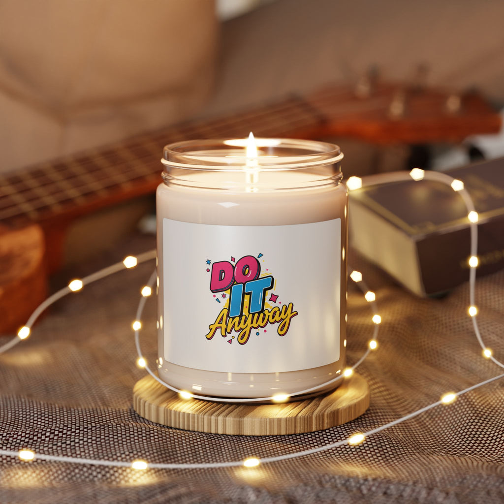 Do It Anyway Typography Candle, Maximalist Stacked Type, Scented Soy 9oz