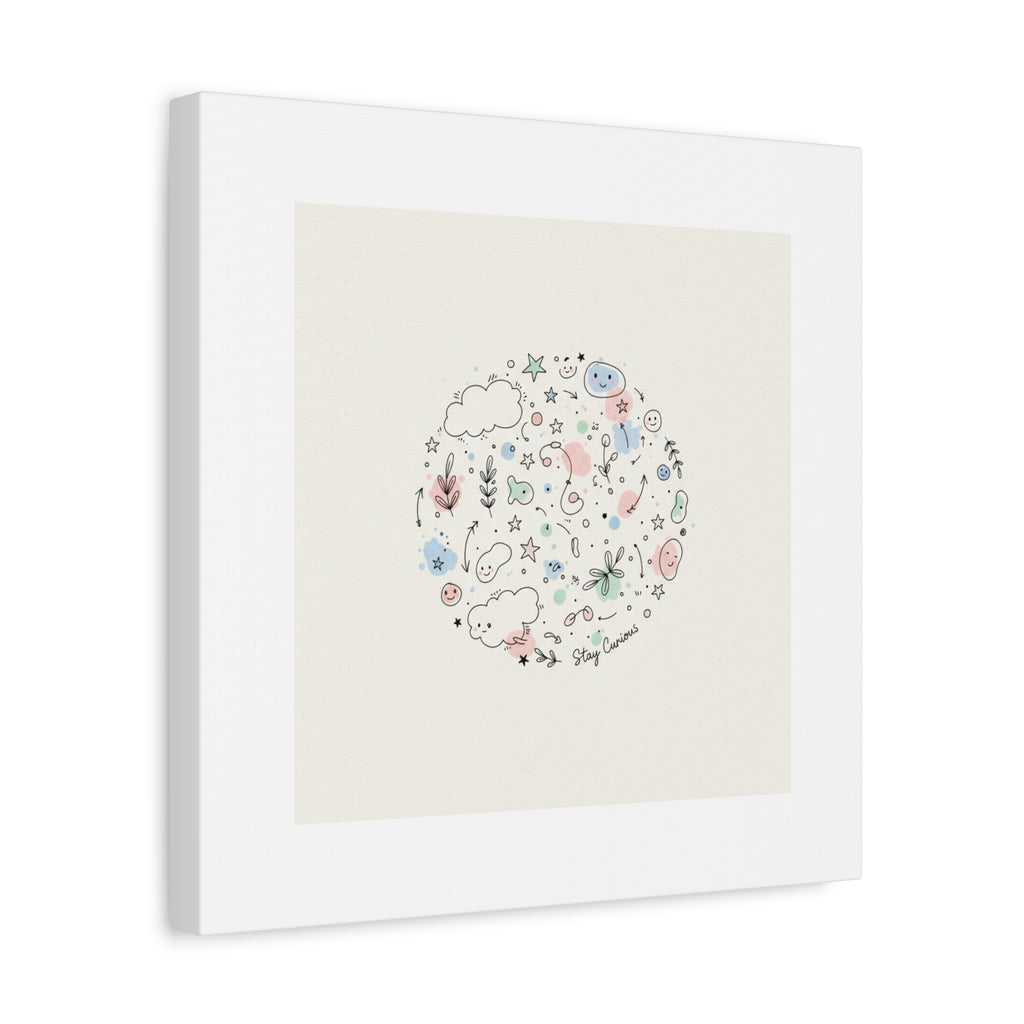 Doodle Circle Line Drawing Matte Canvas, Hand-Drawn Sketch Art