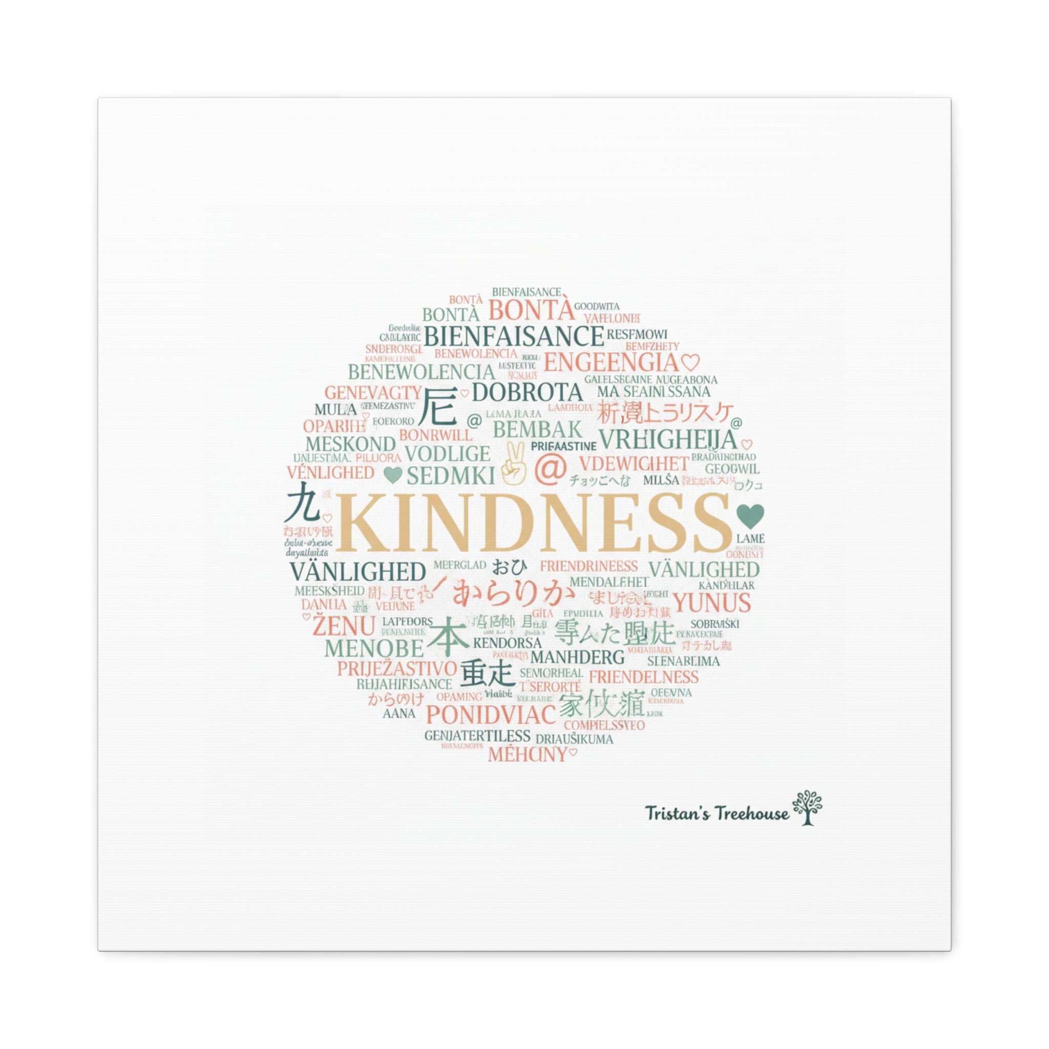 Kindness Word Cloud Canvas | Fresh Start Minimalist Wall Art