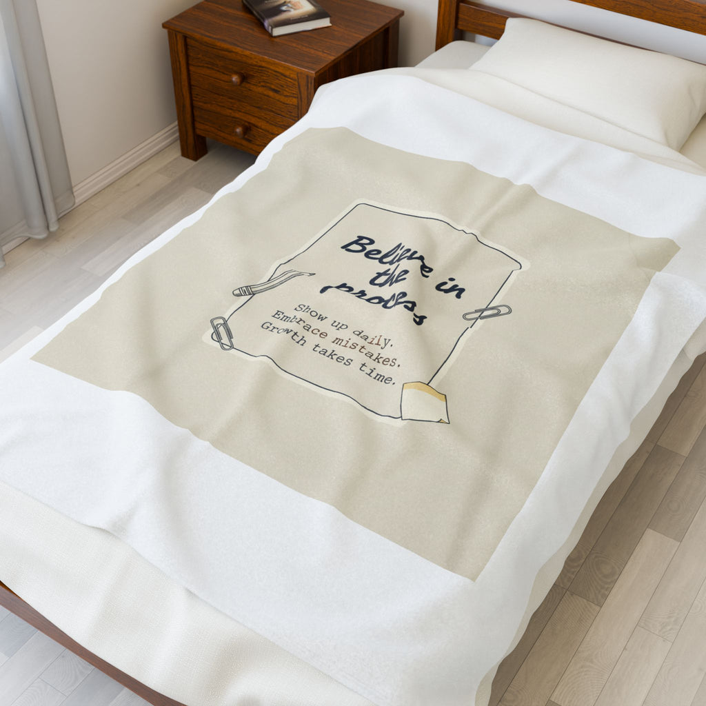 Believe in the Process Blanket | Note to Self, Post‑It Style Analogue Reminder