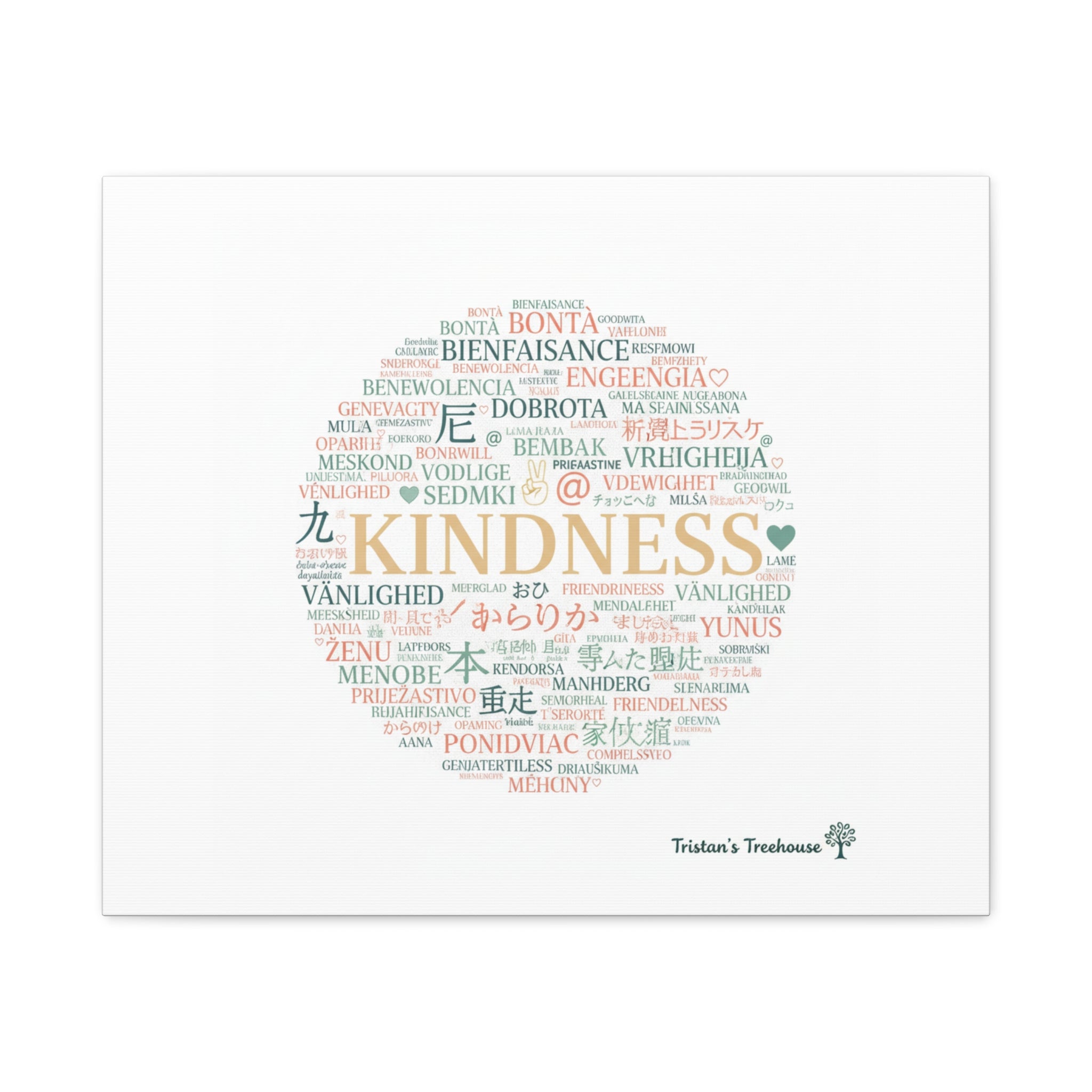 Kindness Word Cloud Canvas | Fresh Start Minimalist Wall Art