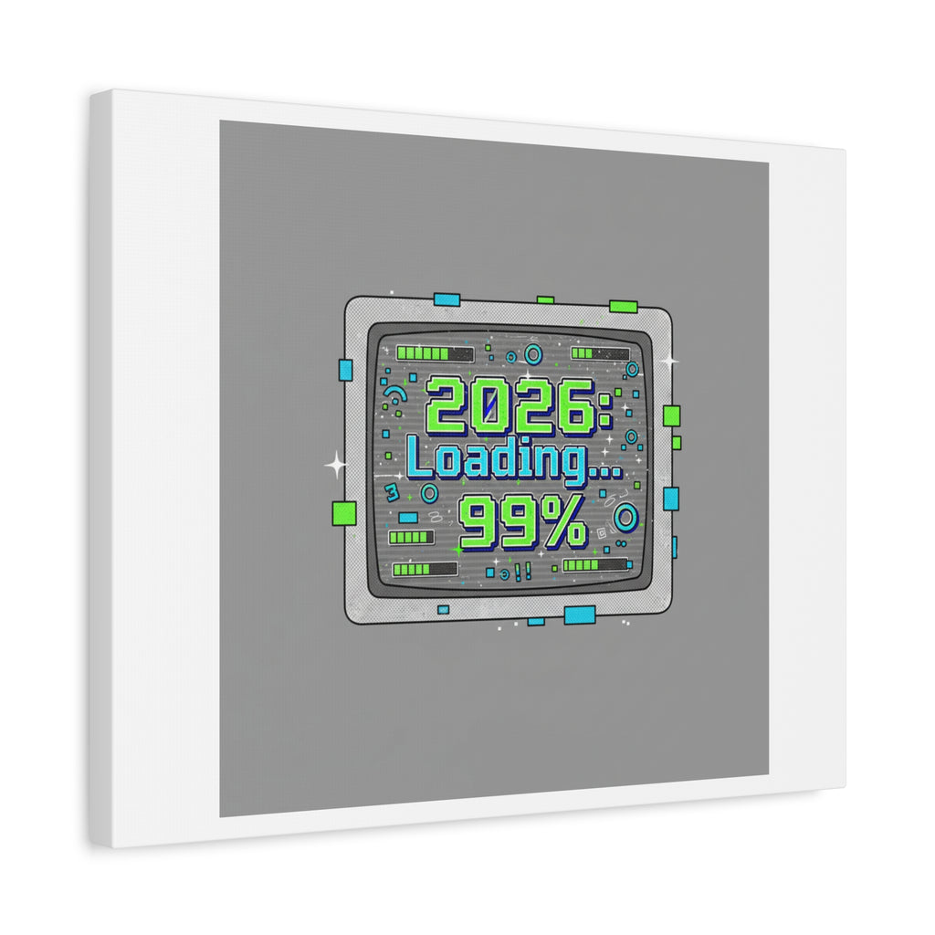 2026 Loading 99% Canvas | NYE countdown, retro system interface