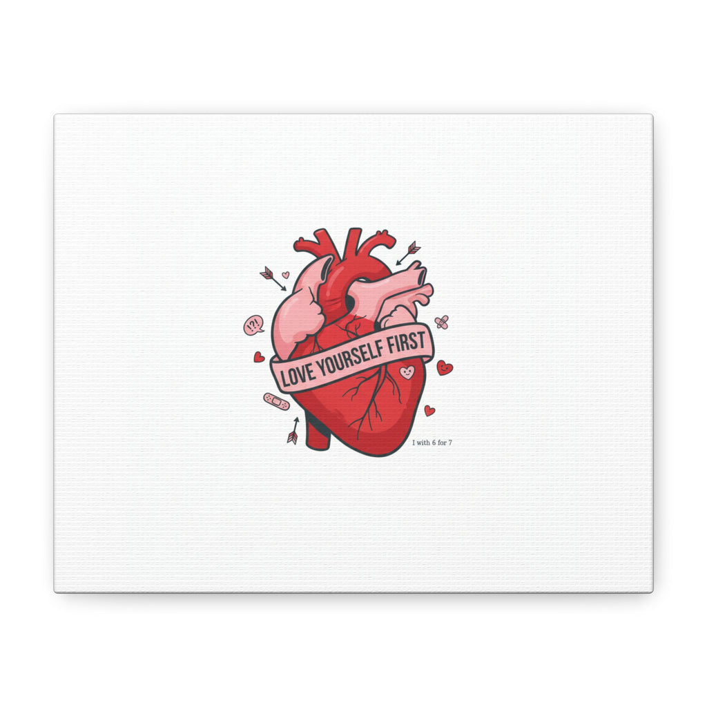 Love Yourself First Canvas, Hearts-with-a-Twist, Anti-Valentine Art