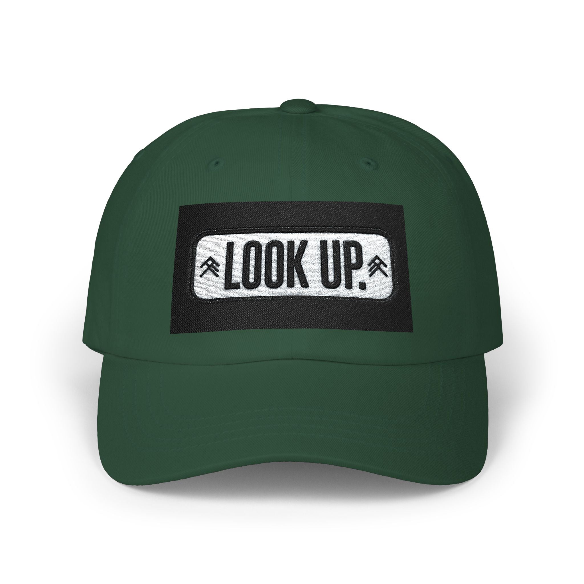 Look Up Embroidered Dad Cap — Minimalist White Baseball Hat