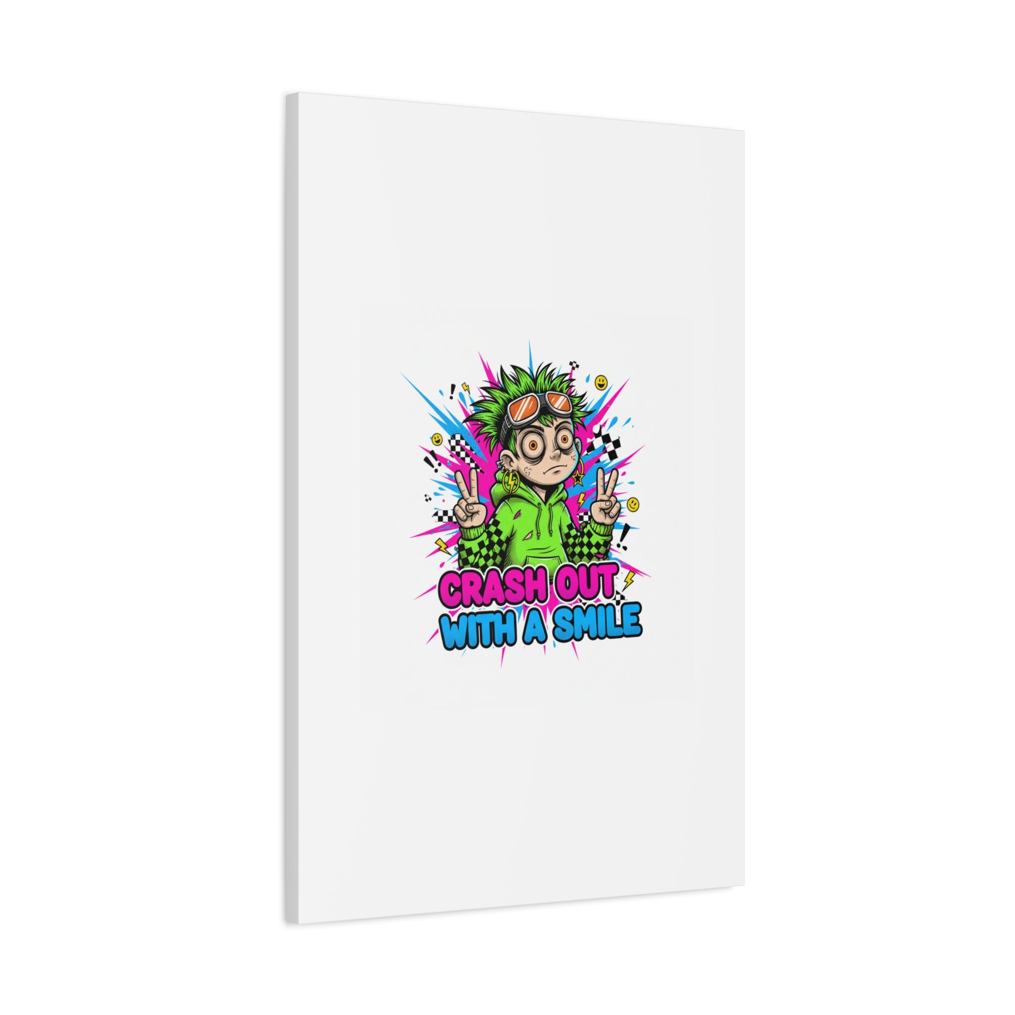 Crash Out With a Smile Canvas Print | Neon Skate Graffiti, Meme Meltdown Art