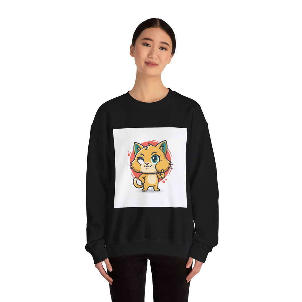 Cute Cheeky Kitty Illustration Sweatshirt | Rodent-Core Cute-Meets-Subversive